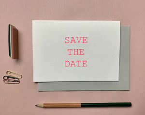 SAVE THE DATE NEON PINK CARD