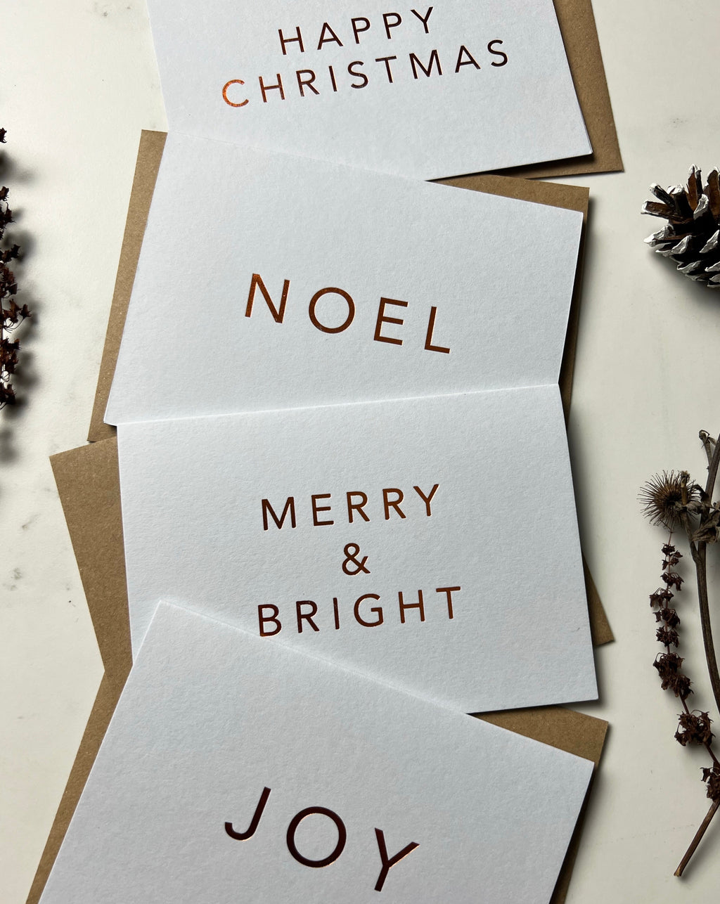 HANDPRINTED COOL GREY CHRISTMAS CARDS