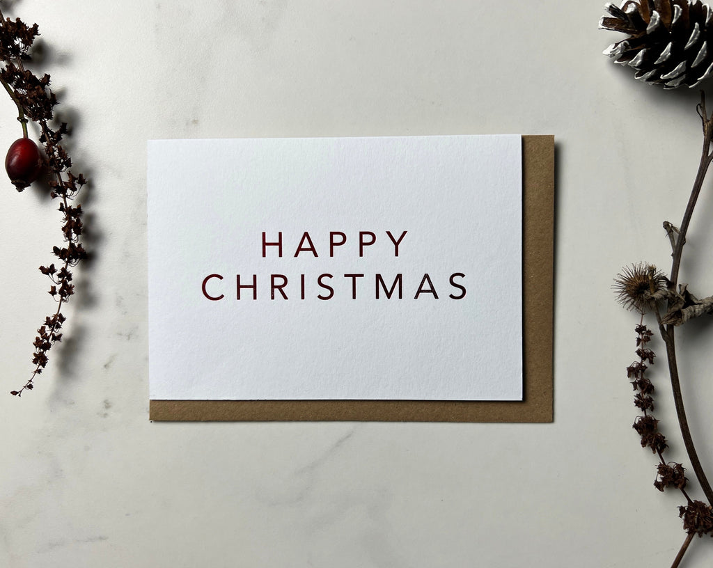 HANDPRINTED HAPPY CHRISTMAS CARDS